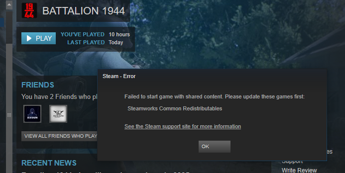 steam game update error