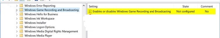 disable Windows Game Broadcasting and Recording