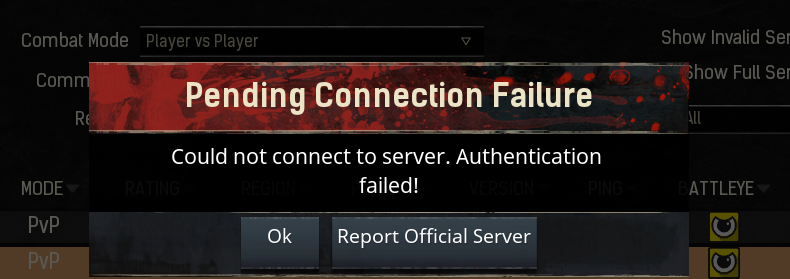 Conan Exiles Authentication Failed Issue