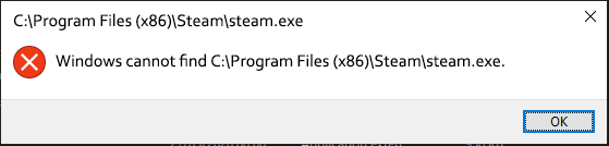 Windows Cannot Find Steam.exe