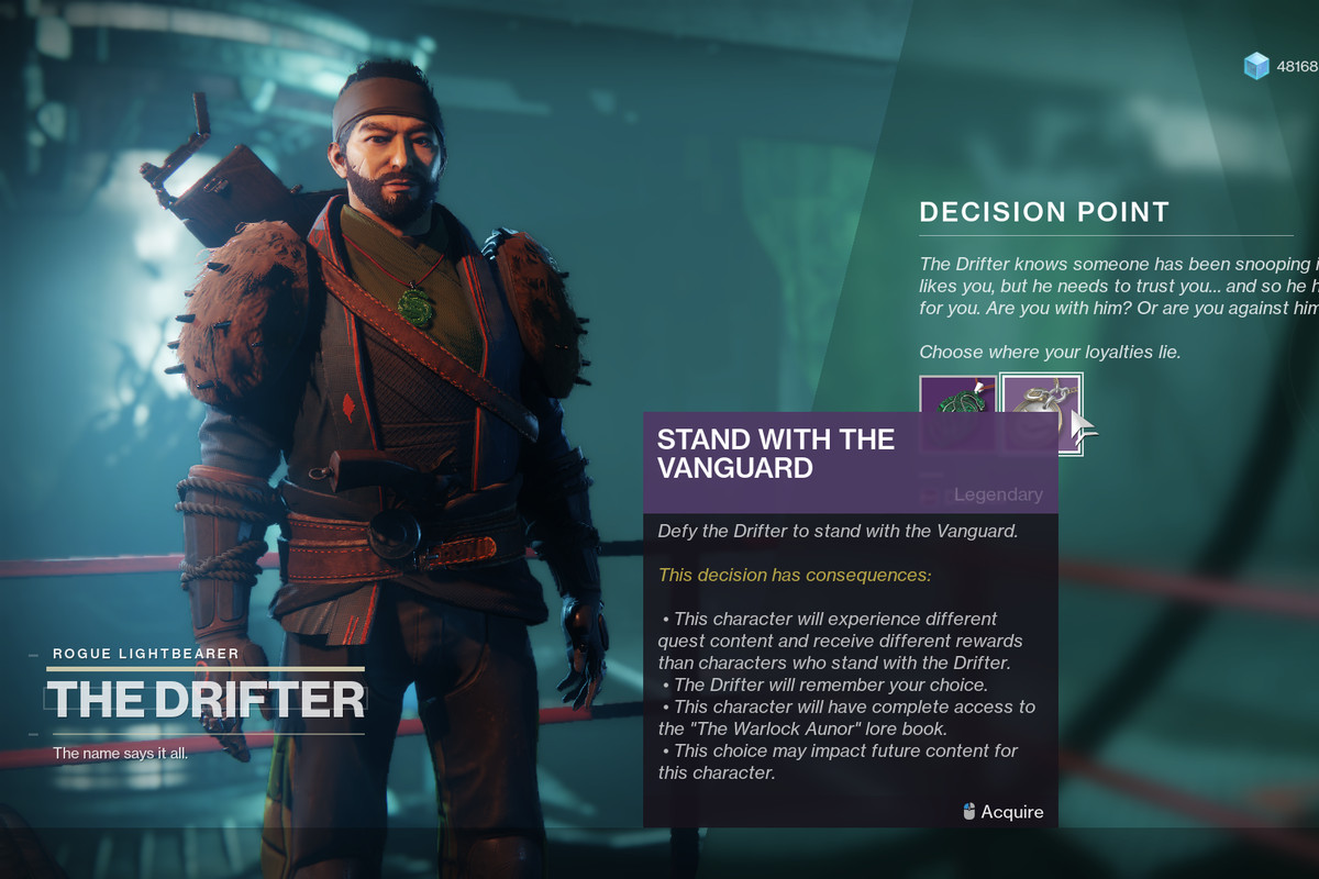 Stand with the drifter or vanguard