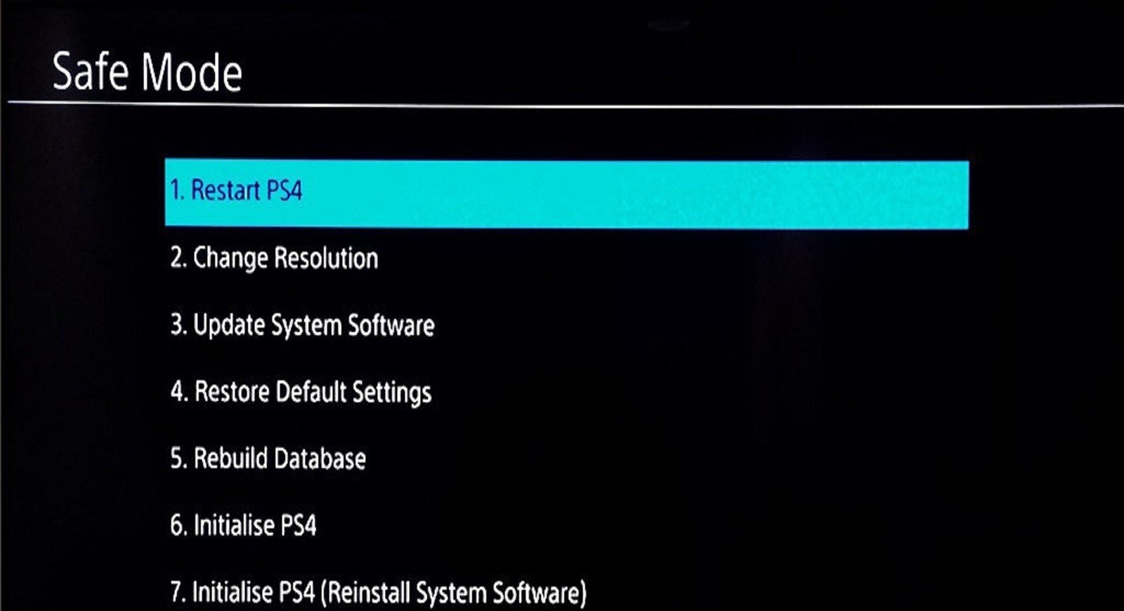 PS4 stuck in safe mode