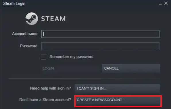 Create steam account
