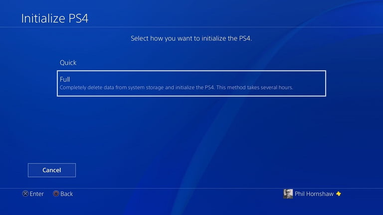 How to factory reset ps4