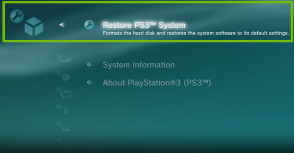Restore PS3 system