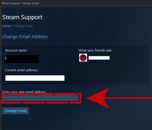 How to change steam email